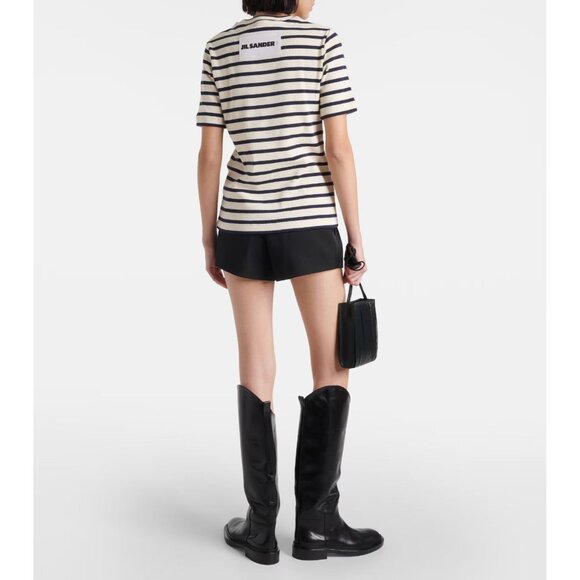 JIL SANDER Mariniere Ivory Black Striped Cotton Jersey T-Shirt, Size S - Picture 3 of 15